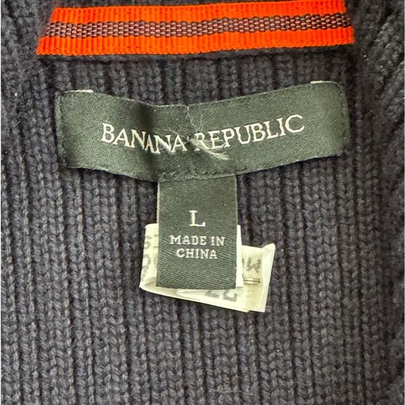 Banana Republic Full Zip Cotton Knit Jacket LARGE Navy Blue - Picture 3 of 7
